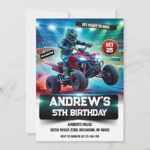 Custom 4 Wheeler ATV Birthday Party for boy Invitation