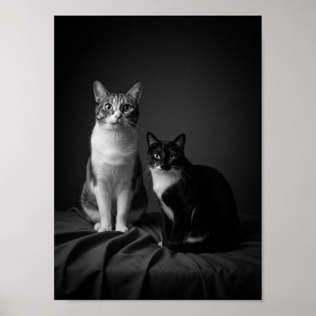 Custom 4K Black & White Pet Portrait Poster  (Front)