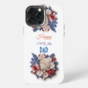 Custom 4Th Of July: 3D Patriotic Flowers iPhone 13 Pro Max Case