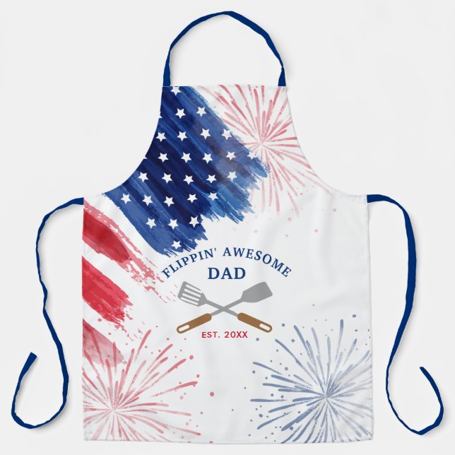 Custom 4th of July Dad Holiday BBQ Apron (Front)