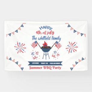 Custom 4th of July Family Summer BBQ Party Banner