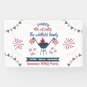 Custom 4th of July Family Summer BBQ Party Banner