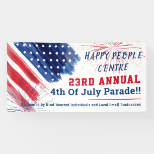 Custom 4th of July Parade Red White Blue Custom Banner