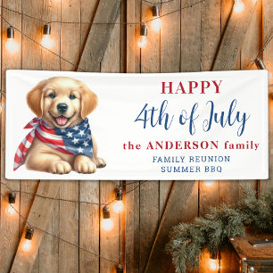 Custom 4th Of July Red White Blue Patriotic Puppy Banner