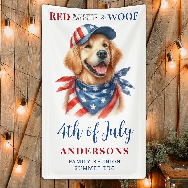 Custom 4th Of July Red White Woof Patriotic Dog Banner (Creator Uploaded)