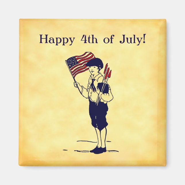 Custom 4th of July US Flag and Fireworks Magnet (Front)