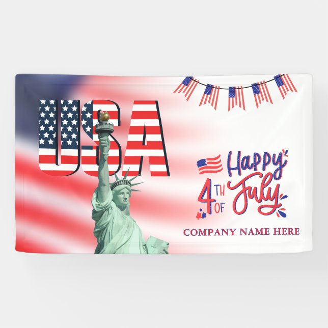 Custom 4th of July USA Flag Theme Business Banner (Horizontal)