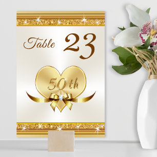 Custom 50th Anniversary Gold Table NUMBER Cards