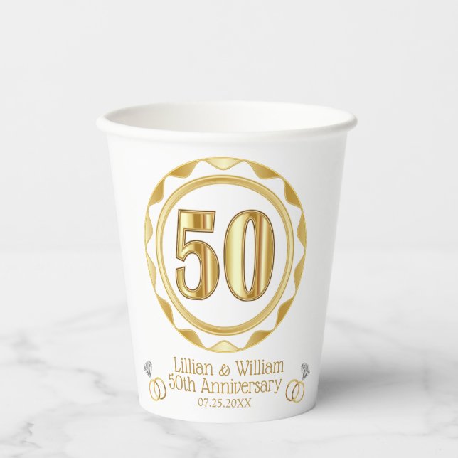 Custom 50th Anniversary or Birthday, etc... Paper Cups (Front)