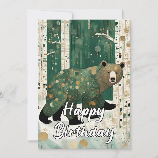Custom 50th Art Nouveau Bear Birthday  Thank You Card (Front)