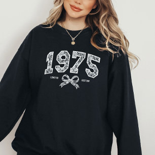 Custom 50th Birthday 1975 Lace Coquette Bow Sweatshirt