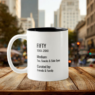 Custom 50th Birthday Fun Museum Label Inside Joke Two-Tone Coffee Mug