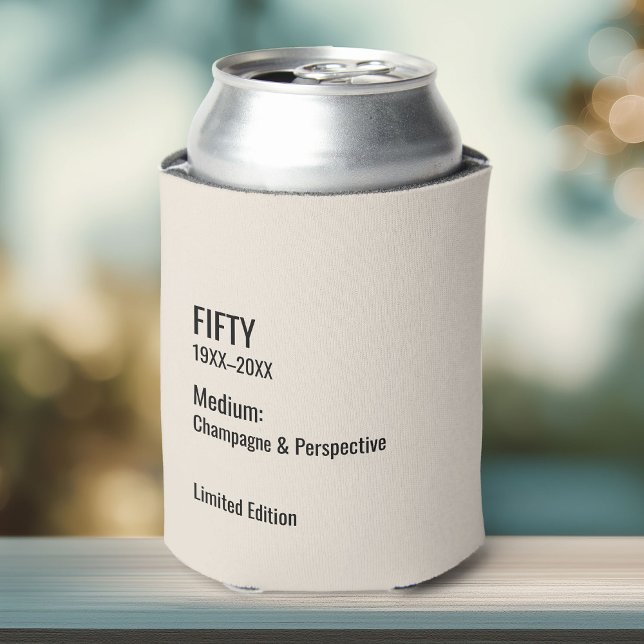 Custom 50th Birthday Funny Museum Label Chic Can Cooler (Creator Uploaded)