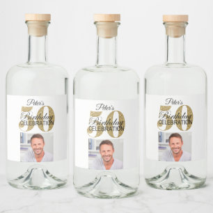 Custom 50th Birthday Party Mini Liquor Favour Labe Bottle Label