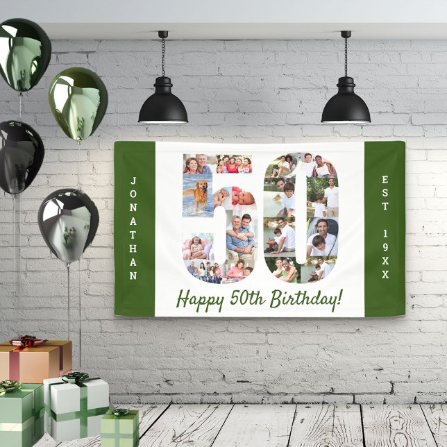 Custom 50th Birthday Party Photo Collage Banner (Creator Uploaded)