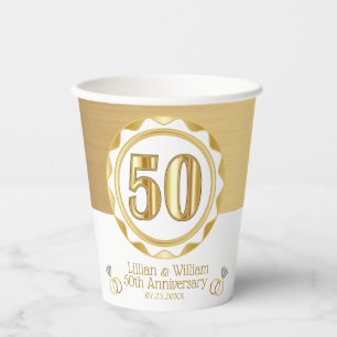 Custom 50th Golden Anniversary or Birthday, etc... Paper Cups