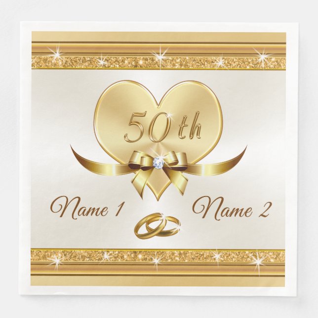 Custom 50th Wedding Anniversary Dinner Napkins (Front)