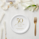 Custom 50th Wedding Anniversary Elegant  Paper Plate<br><div class="desc">Toast to 50 years of love with our custom anniversary paper plates! Elegant script in gold tones adds a touch of luxury to your celebration. Cheers to lasting love!</div>