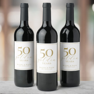 Custom 50th Wedding Anniversary Elegant Wine Label