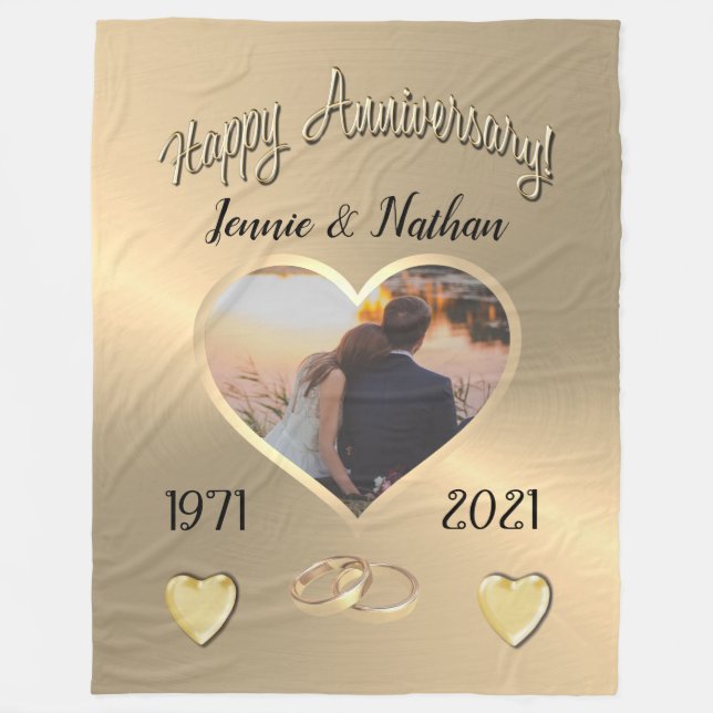 Custom 50th Wedding Anniversary Photo Blanket (Front)