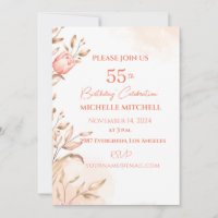 Custom 55th Birthday Peach Floral Tulips