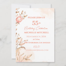 Custom 55th Birthday Peach Floral Tulips   