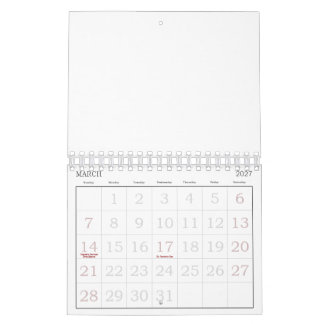 Custom 5.5" L x 7" W Large Numbers Full Calendar