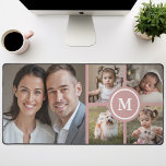 Custom 5 Photo Collage Dusty Pink Family Desk Mat<br><div class="desc">Personalise your workspace with this elegant desk mat featuring a customisable 5-photo collage design and soft dusty pink accents. Perfect for showcasing family memories,  pets,  or favourite moments,  this desk mat combines functionality with sentimental value,  making it ideal for home offices or gifting.</div>