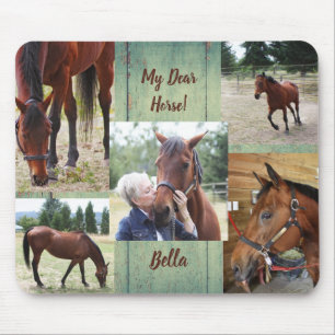 Custom 5 Photo Collage Family Pet Horse Mouse Pad