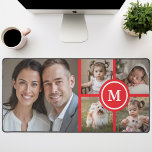 Custom 5 Photo Collage Red Family Desk Mat<br><div class="desc">Personalise your workspace with this elegant desk mat featuring a customisable 5-photo collage design and red accents. Perfect for showcasing family memories,  pets,  or favourite moments,  this desk mat combines functionality with sentimental value,  making it ideal for home offices or gifting.</div>