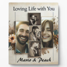 Custom 5 Photo Collage Tabletop Plaque