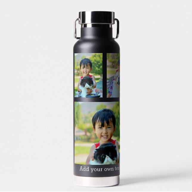 Custom 5 Photo Keepsake Collage Water Bottle (Front)