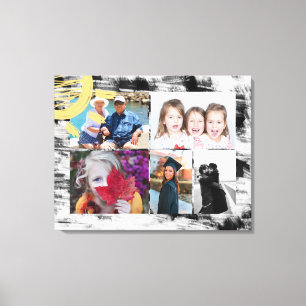 Custom 5 Photos Black and White Abstract Canvas Print