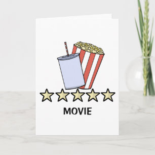 Custom 5 Star Movie Review Popcorn Drink Film Card