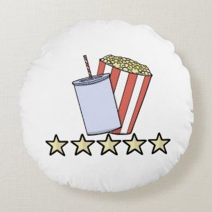 Custom 5 Star Movie Review Popcorn Drink Film Round Cushion