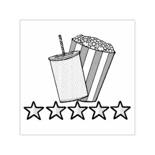 Custom 5 Star Movie Review Popcorn Drink Film Self-inking Stamp
