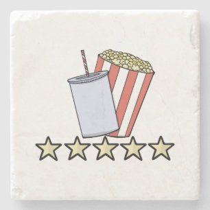 Custom 5 Star Movie Review Popcorn Drink Film Stone Coaster