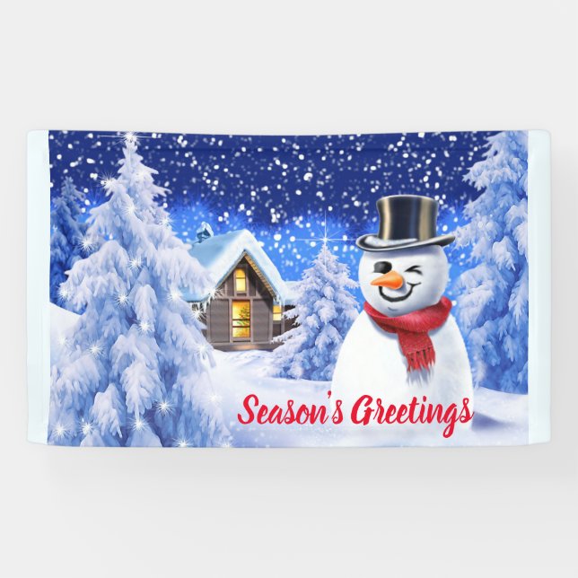 Custom 5' x 3' Christmas vinyl Banner Snow scene (Horizontal)
