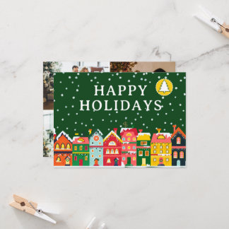 Custom 5Photo Happy Holiday Cute Colorful Card