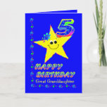 Custom 5th Birthday Stars for Great Granddaughter Card<br><div class="desc">Cute yellow stars with colourful flowers and numbers for great granddaughter's 5th birthday. Name of family member or friend may be added in template.  Original design by Anura Design Studio.</div>