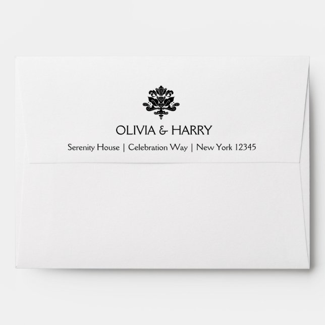 Custom 5x7 Wedding Envelope - Damask Ornament (Back (Top Flap))