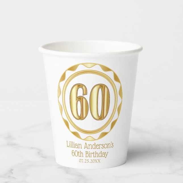 Custom 60th Birthday, Anniversary, etc... Paper Cups (Front)