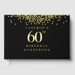 Custom 60th birthday elegant black gold guest book<br><div class="desc">Celebrate a milestone in style with this Custom 60th Birthday Guest Book featuring elegant black tones and real gold foil accents. Personalise with the honoree’s name and event date for a sophisticated keepsake that captures heartfelt messages and memories from loved ones.</div>