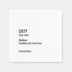 Custom 60th Birthday Funny Museum Label Chic Napkin