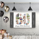 Custom 60th Birthday Party Photo Collage Banner<br><div class="desc">Create your own photo collage banner for a 60th Birthday Party. The template is set up for you to add your custom name or wording and your favourite photos. Your photos will automatically appear as a photo collage in the shape of the number 60. The banner has dark grey borders...</div>