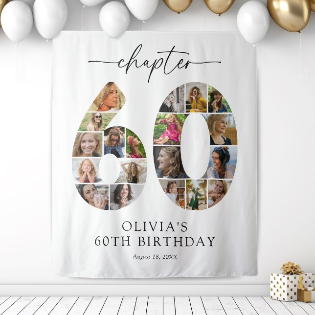 Custom 60th Birthday Photo Collage Tapestry (Creator Uploaded)