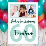 Custom 60th Birthday Script For Him Photo Collage Invitation<br><div class="desc">Put a smile on a face with this custom 60th birthday modern green script photo collage Invitation for him. You can add cute childhood photos or anything you like. - Simply click to personalise this design 🔥 My promises - This design is unique and is designed with you in mind...</div>