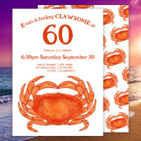 Custom 60th Birthday Watercolor Crab Seafood Pun