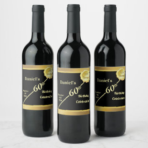 Custom 60th Birthday Wine Bottle Labels