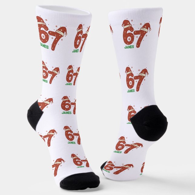 Custom 67 Sock, Custom 67 Funny Christmas Gift Socks (Angled)